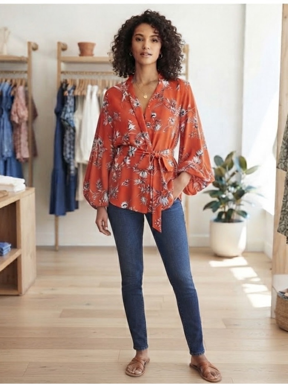 Dress Forum Red Floral Women's Top